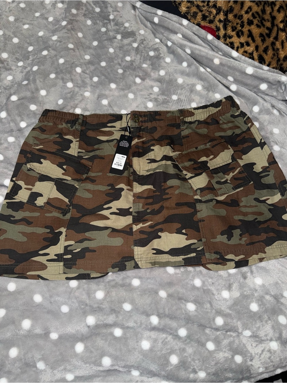 Fashion Nova Camo Mini Skirt in Green, Brown, Black